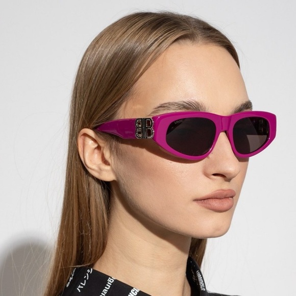 NEW BALENCIAGA BB0095S 017 PINK CAT EYE UNISEX SUNGLASSES - Picture 1 of 13